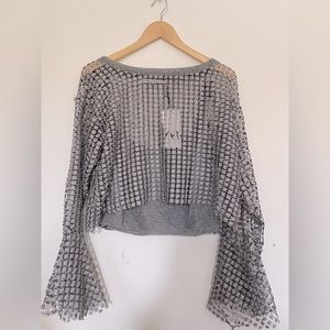 Zara | Silver Cropped Long Sleeve Top